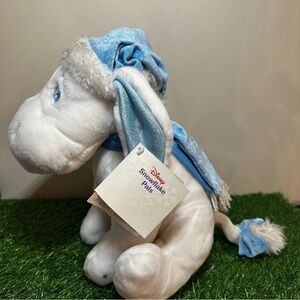 Disney Eeyore Snowflake Pals Plush White Blue Scarf Hat Bow 12” Christmas